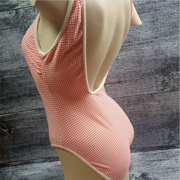 Women's Swimsuit One Piece Checked or Polka Dot size Large Made in Israel - Picture 3 of 10